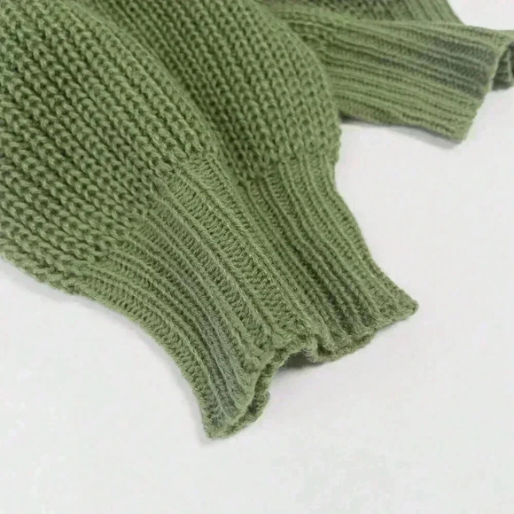 Army Green Casual Women's Solid Drop Shoulder Open Front Cardigan - Picture 4 of 8